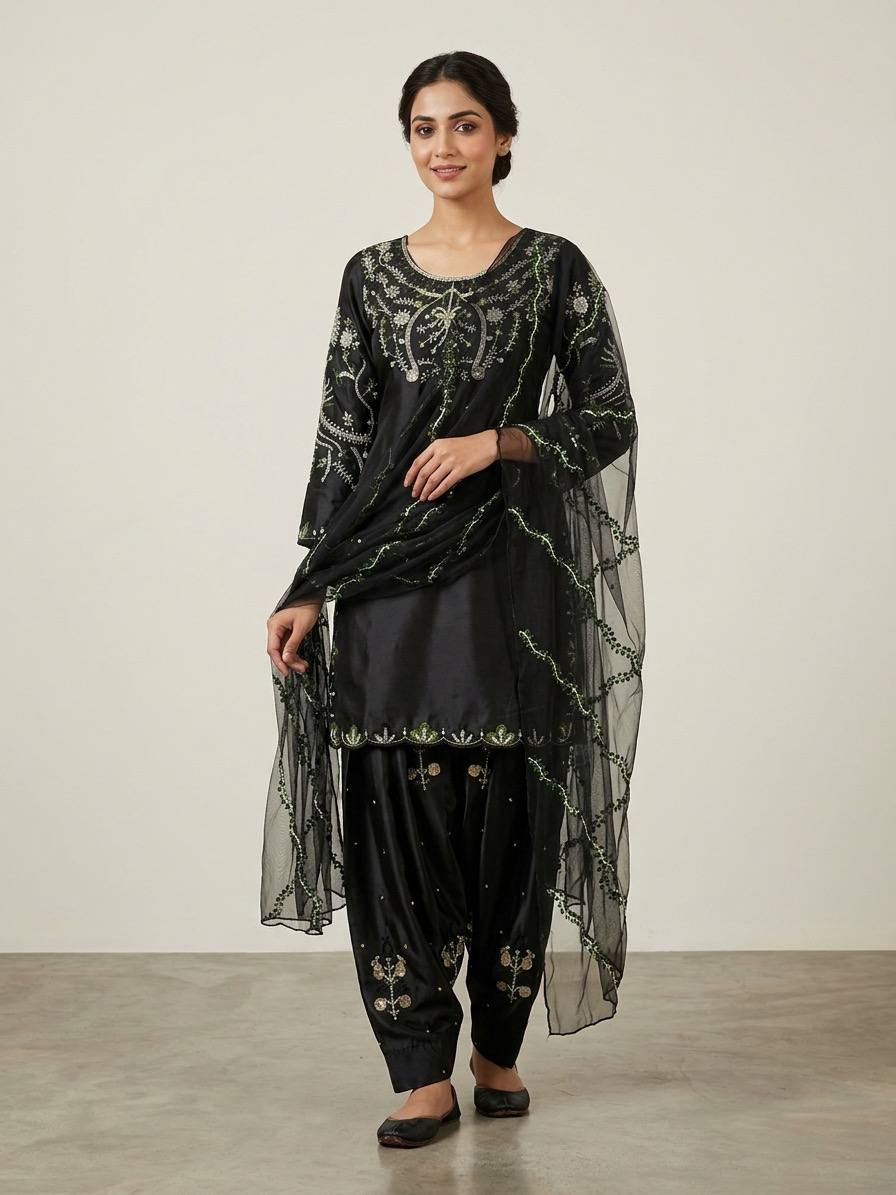 Midnight Oxblood Jewel-Neck Ensemble